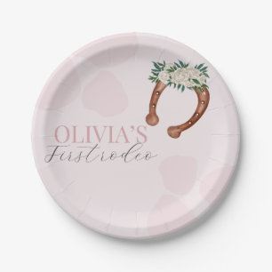 Pink western cowgirl rodeo birthday  paper plate
