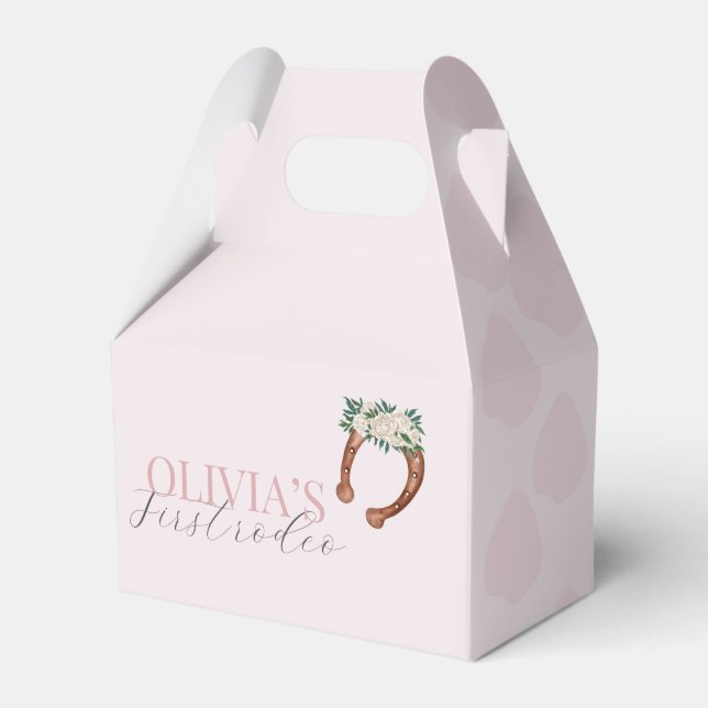 Pink western cowgirl rodeo photo birthday favor box (Front Side)