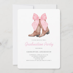 Pink Western Graduation Party  Invitation