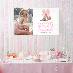 Pink Western Photo Personalized 2025 Graduation  Banner