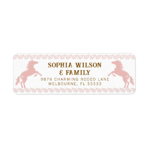 Pink Western Rodeo Horse Return Address Label – Co