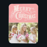 Pink Western Typography Merry Christmas Photo Magnet<br><div class="desc">Bring a touch of holiday cheer to your home with our Customizable Photo Christmas Magnet! Perfect for displaying cherished memories, this magnet allows you to personalize it with your favourite festive photo, making it a unique addition to your holiday decor. This photo Christmas magnet features Western typography. Personalize by adding...</div>