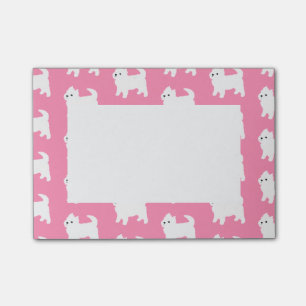 Pink Westie Pattern - West Highland Terrier Dogs Post-it Notes
