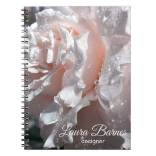 pink wet rose flower. notebook