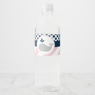 Pink Whale Baby Shower Water Bottle Labels