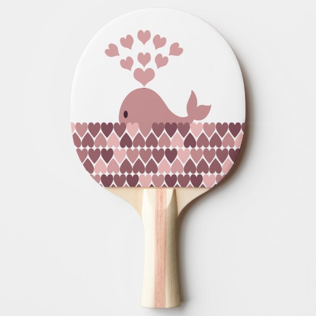 Pink Whale Love Ping Pong Paddle (Front)