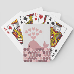 Pink Whale Love Playing Cards
