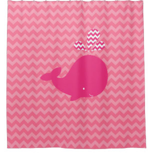 Pink Whale on Pink Chevron Stripes