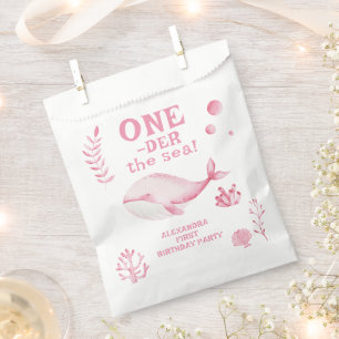 Pink Whale Oneder The Sea 1st Birthday  Favour Bag