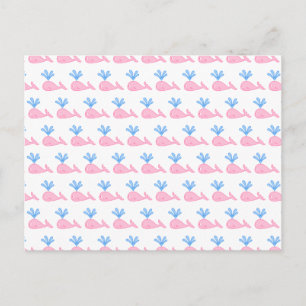 Pink Whale Pattern. Postcard