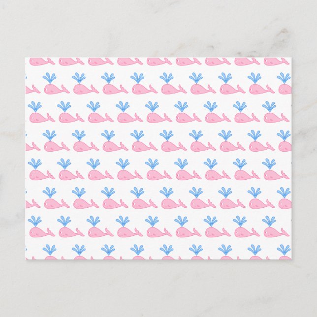 Pink Whale Pattern. Postcard (Front)