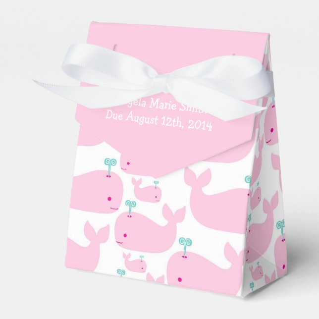 Pink Whale Theme Baby Shower Favor Box (Front Side)