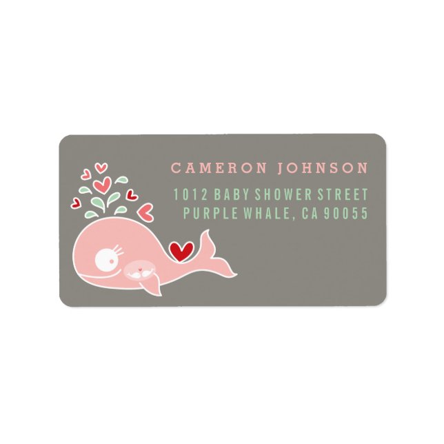 Pink Whale Twin Girls Baby Shower Address Labels (Front)