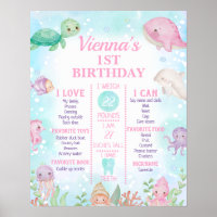 Pink Whale Under The Sea 1st Birthday Milestone