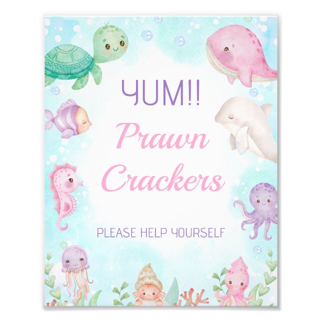 Pink Whale Under the Sea Birthday Sign (Front)