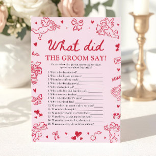 Pink What Did The Groom Say Bridal Shower Game Invitation