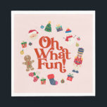 Pink What Fun Christmas Birthday Table Decor  Napkin<br><div class="desc">Oh What Fun it is to be One! This pink Christmas collection is the perfect way to celebrate your little one's first birthday in style during the magical holiday season! This printable template package is designed to make your child's winter 1st birthday party unforgettable. ★ If you need coordinating décor,...</div>