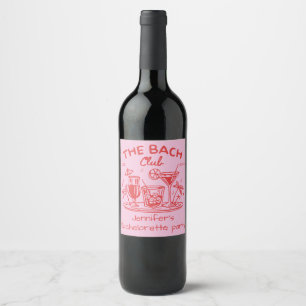 Pink Whimsical Beach Cocktail Bachelorette Party Wine Label