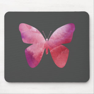 Pink whimsical butterfly mouse pad