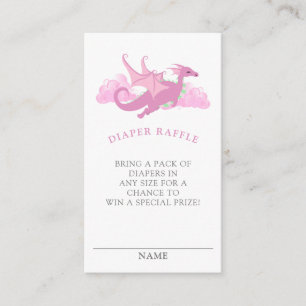 Pink Whimsical Dragon Baby Shower Diaper Raffle  Enclosure Card