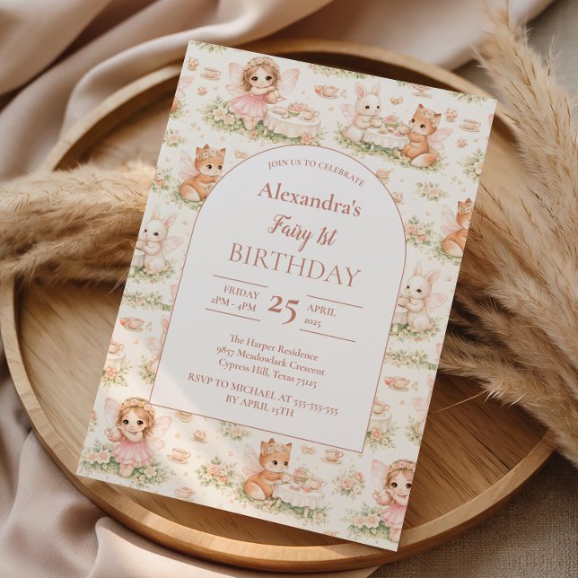 Pink Whimsical Fairy Birthday Invitation (Creator Uploaded)