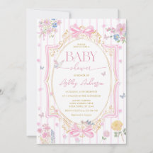 Pink Whimsical Floral Girl Baby Shower