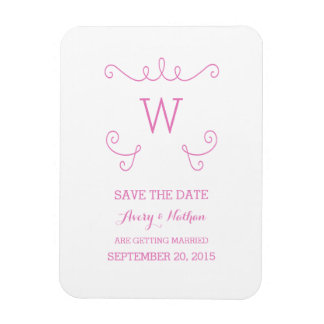 Pink Whimsical Flourish Save the Date Magnet