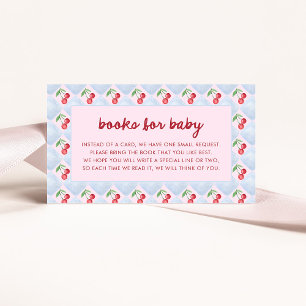 Pink Whimsical Retro Cherries   Books for Baby Enclosure Card