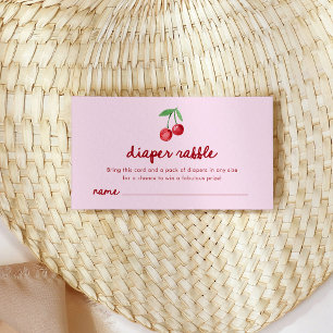 Pink Whimsical Retro Cherries   Diaper Raffle Enclosure Card