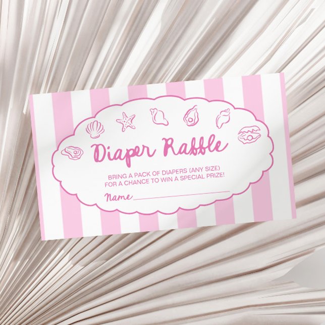Pink Whimsical Seashell Baby Shower Diaper Raffle  Enclosure Card (Creator Uploaded)