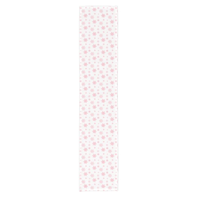 Pink Whimsical Snowflake Pattern Aesthetic  Short Table Runner (Front)