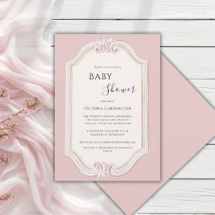 Pink Whimsical Vintage Baby Shower Invitation