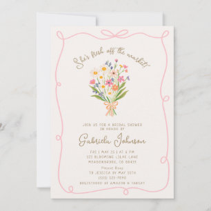 Pink Whimsical Wavy Frame Bridal Shower Invitation