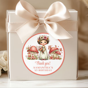 Pink Whimsy Fairy 1st Birthday Thank You Stickers