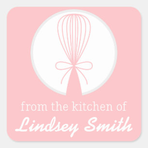 Pink Whisk Silhouette Kitchen Labels