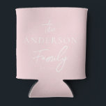 Pink Whisper Hand Written Family Name Can Cooler<br><div class="desc">Pink Whisper Hand Written Family Name Can Cooler carries a deeply personal, refined elegance where identity and sentiment meet in graceful harmony. The pink whisper tone evokes a soft, airy warmth that feels gentle and inviting, while the handwritten family name adds authenticity, intimacy, and a quiet sense of belonging. The...</div>