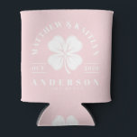Pink Whisper Irish Clover Wedding Crest Can Cooler<br><div class="desc">Pink Whisper Irish Clover Wedding Crest Can Cooler carries a delicate, romantic elegance where tradition and celebration meet in graceful harmony. The pink whisper tone evokes a soft, airy warmth that feels gentle and uplifting, while the Irish clover crest symbolizes luck, harmony, and shared blessings. Together, they create a design...</div>