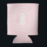 Pink Whisper Pineapple Wedding Crest & Name Can Cooler<br><div class="desc">Pink Whisper Pineapple Wedding Crest & Name Can Cooler carries a soft, romantic tropical elegance where celebration and timeless design meet in graceful harmony. The pink whisper tone evokes a gentle, airy warmth that feels tender and uplifting, while the pineapple crest symbolizes hospitality, joy, and shared abundance. The addition of...</div>