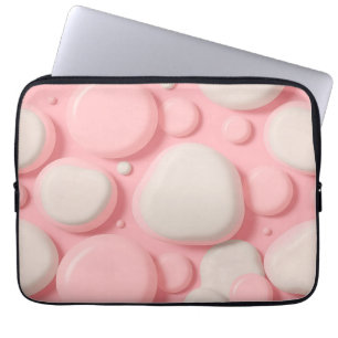 Pink White 3D Bubble Pattern Soft Pastel Abstract  Laptop Sleeve