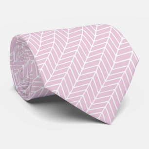 Pink & White Abstract Diagonal Chevron Pattern Tie