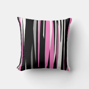 pink white and black abstract throw pillow