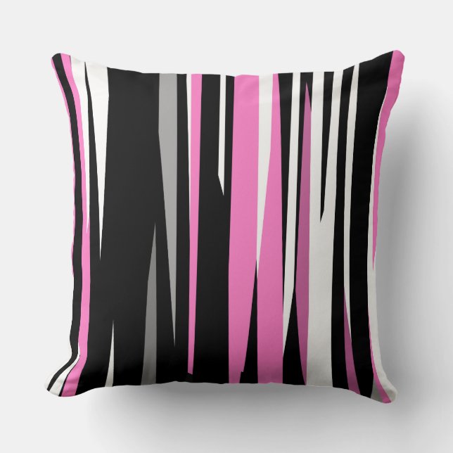 pink white and black abstract  throw pillow (Front)