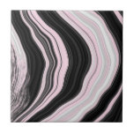 Pink white and black agate marble effect tile<br><div class="desc">Modern pink,  white and black printed marble effect agate pattern tile.</div>