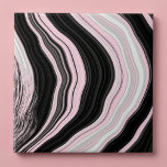 Pink white and black agate marble effect tile<br><div class="desc">Modern pink, white and black printed marble effect agate pattern tile.</div>
