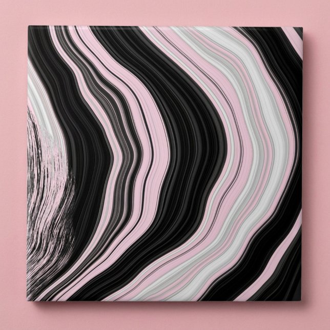 Pink white and black agate marble effect tile (Pink white and black agate marble effect tile.)