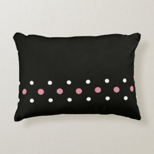 Pink white and black polka dots accent pillow