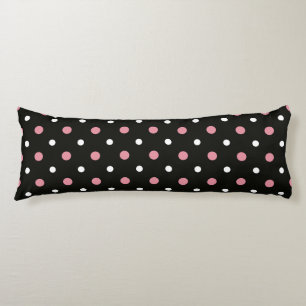 Pink white and black polka dots body pillow