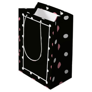 Pink white and black polka dots medium gift bag