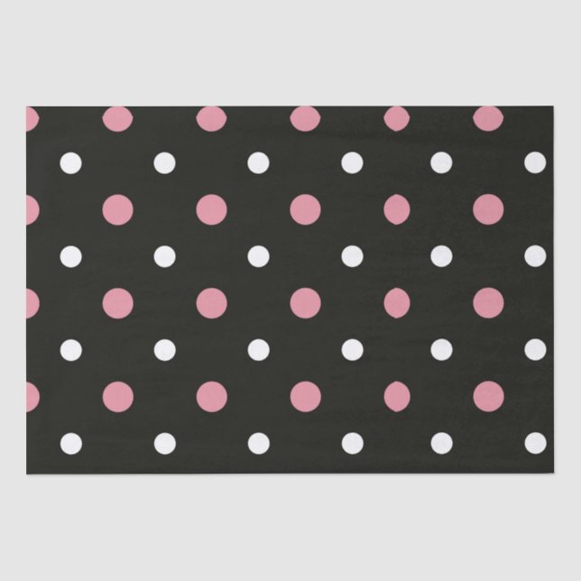 Pink white and black polka dots   tissue paper (Front)