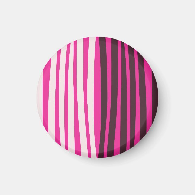 Pink white and black vertical stripes magnet (Front)
